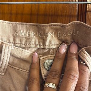 American Eagle Outfitters Tan Jean Shorts High-Waisted Distressed